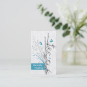 visitekaartjes van bamboe en blauwvogels (Staand voorkant)