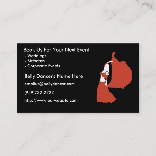 Visitekaartjes van Belly Dancer - pakket van 100 (Voorkant)