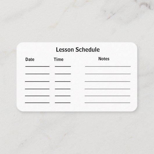 Visitekaartjes van Black Piano-leraar (Achterkant)