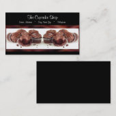 Visitekaartjes van bruine en zwarte perskoeken (Voorkant / Achterkant)