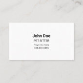 Visitekaartjes van Bulldog Pet Sitter (Achterkant)