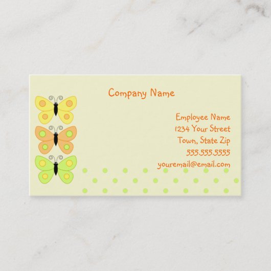 Visitekaartjes van Butterfly Polka Dots (Voorkant)