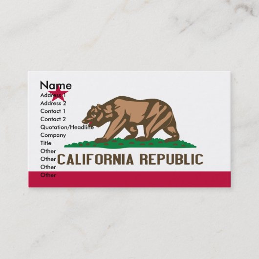 VISITEKAARTJES VAN CALIFORNIA (Voorkant)