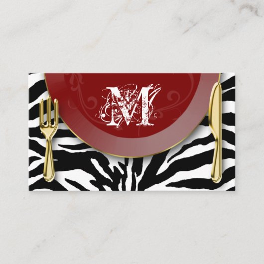 Visitekaartjes van catering Bord Rode Zebra (Voorkant)