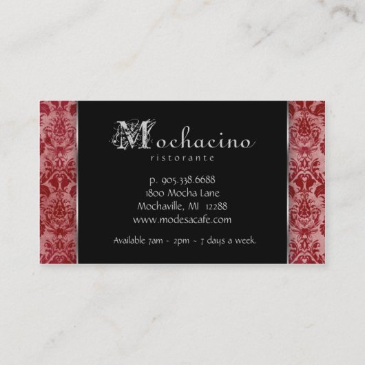 Visitekaartjes van catering Bord Rood (Achterkant)