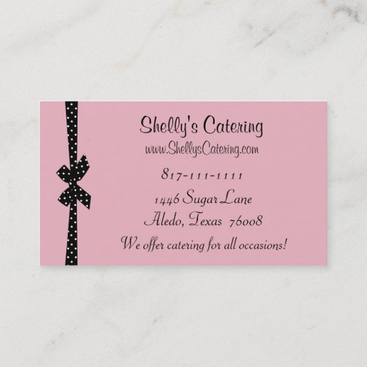 Visitekaartjes van catering Diva (Achterkant)