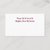 Visitekaartjes van Classy Caregiver (Achterkant)