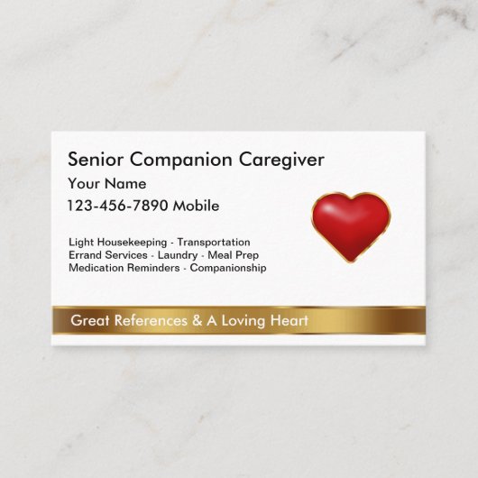 Visitekaartjes van Classy Caregiver (Voorkant)