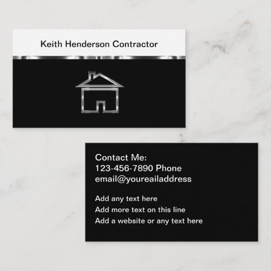 Visitekaartjes van Classy Cool Building Contractor (Voorkant / Achterkant)