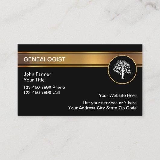 Visitekaartjes van Classy Genealogist (Voorkant)