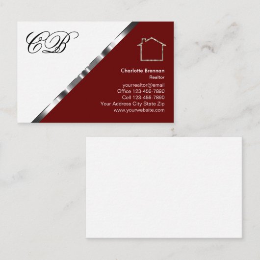 Visitekaartjes van Classy Monogram Real Estate Age (Voorkant / Achterkant)