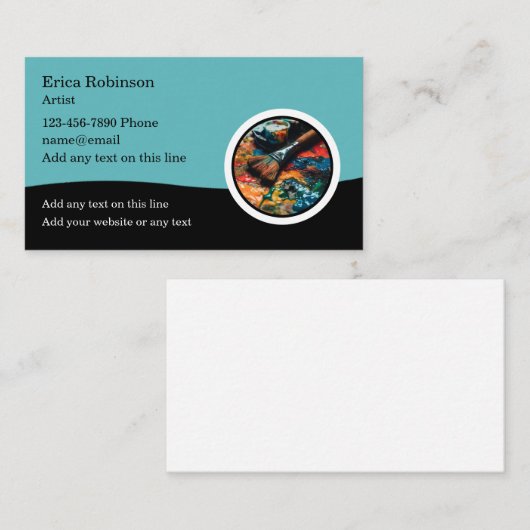Visitekaartjes van creatief kunstenaar schilderen (Voorkant / Achterkant)