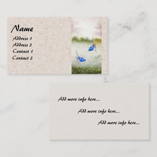 Visitekaartjes van de Aziatische blauwe Waterverf (Voorkant / Achterkant)