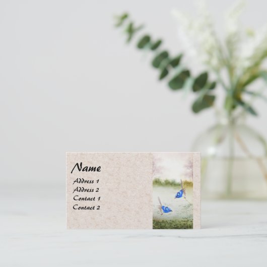 Visitekaartjes van de Aziatische blauwe Waterverf  (Staand voorkant)