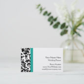 Visitekaartjes van de Black Damask Wedding Planner (Staand voorkant)