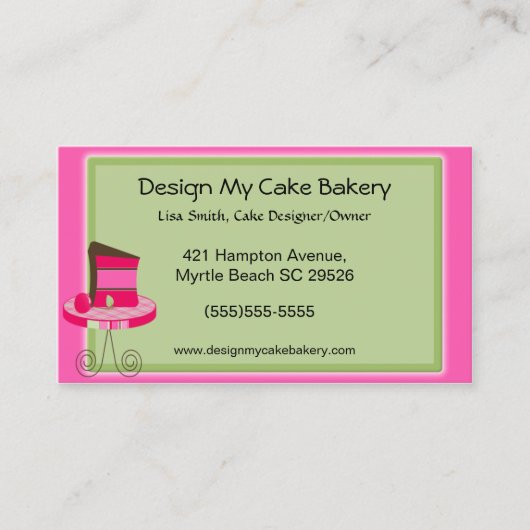 Visitekaartjes van de Cake Baker (Voorkant)