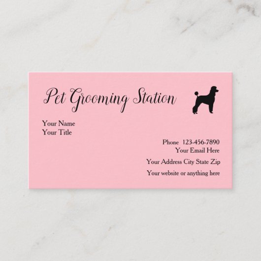 Visitekaartjes van de categorie Pet Grooming Class (Voorkant)