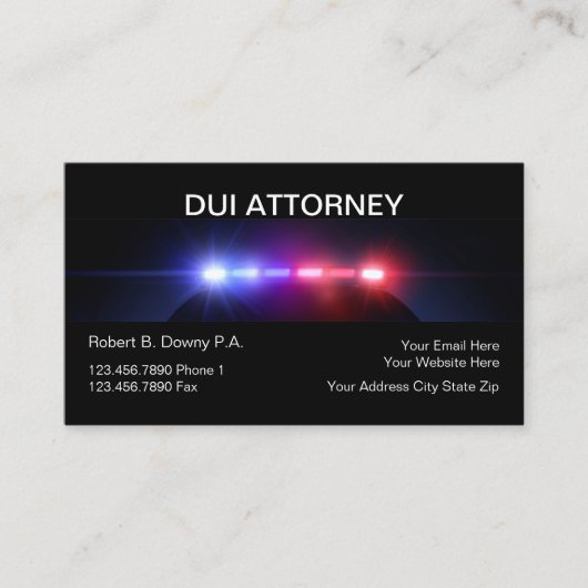 VISITEKAARTJES van de DUI Attorney (Voorkant)