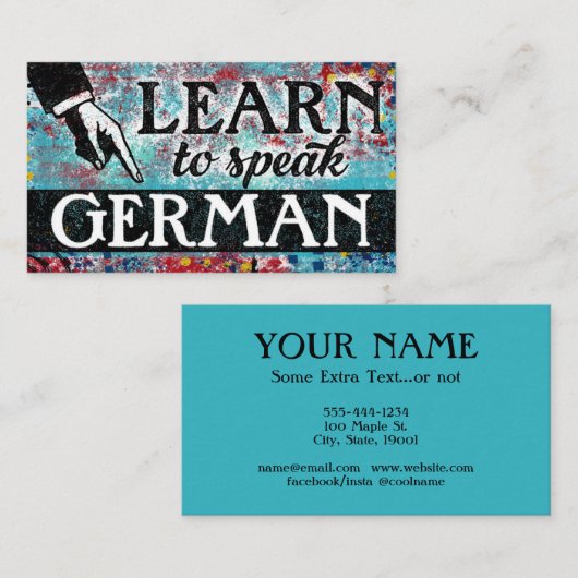 Visitekaartjes van de Duitse taalles - Blue Red (Voorkant / Achterkant)