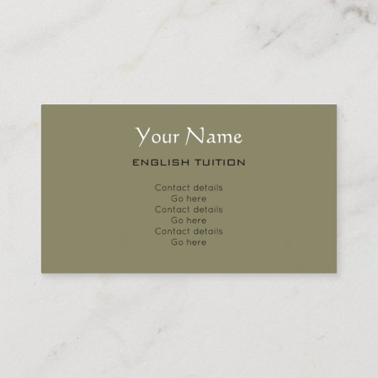 Visitekaartjes van de Engelse Tutor Shakespeare (Achterkant)