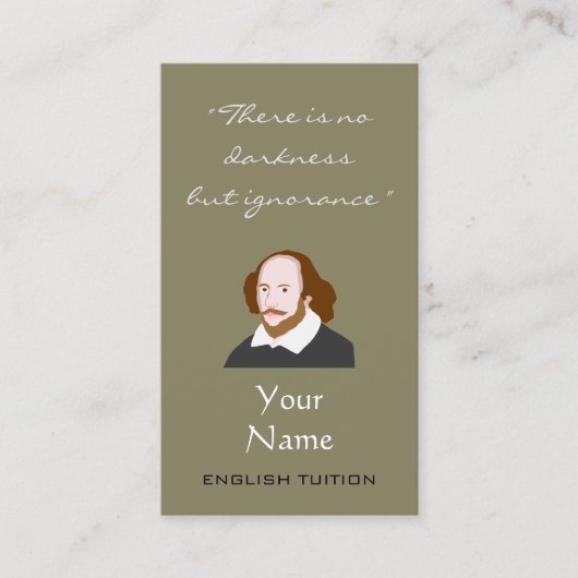 Visitekaartjes van de Engelse Tutor Shakespeare (Voorkant)