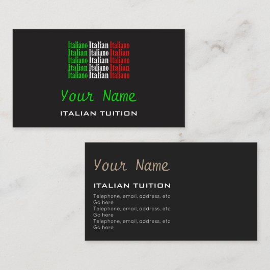 Visitekaartjes van de Italiaanse testamentant (Voorkant / Achterkant)