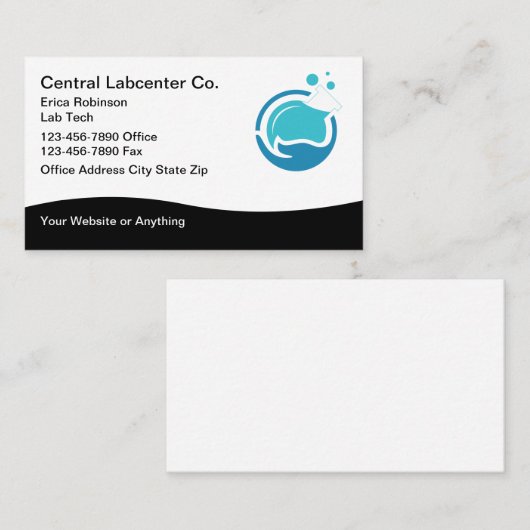 Visitekaartjes van de Medical Lab Testing Service (Voorkant / Achterkant)