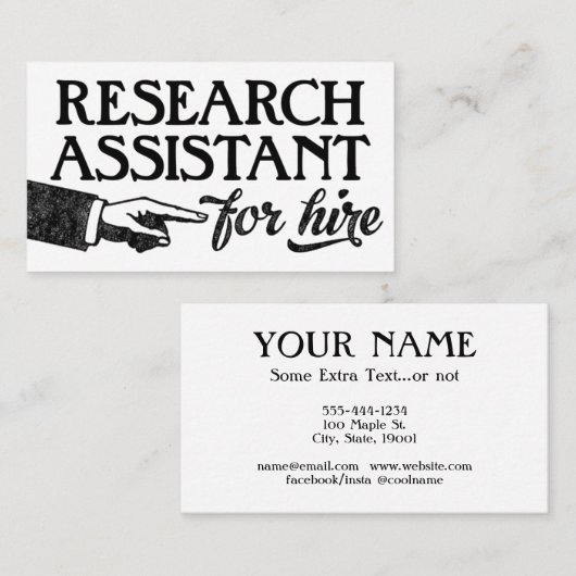 Visitekaartjes van de onderzoeksassistent - Koel V (Voorkant / Achterkant)