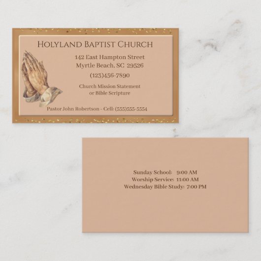 Visitekaartjes van de Praying Hands Church Geperso (Voorkant / Achterkant)