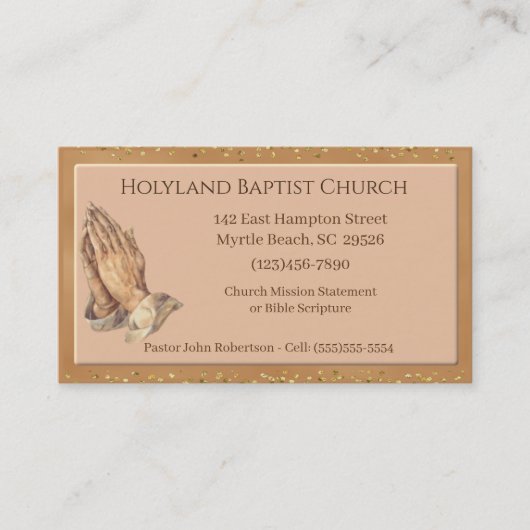 Visitekaartjes van de Praying Hands Church Geperso (Voorkant)