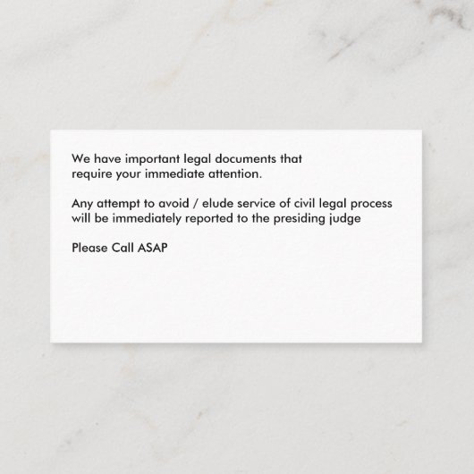 Visitekaartjes van de processerver van het privé O (Achterkant)