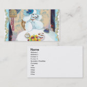 Visitekaartjes van de Tea Party van White Poodle C (Voorkant / Achterkant)