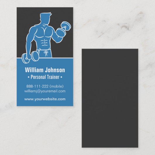 Visitekaartjes van de trainer van de Blue Body Bui (Voorkant / Achterkant)