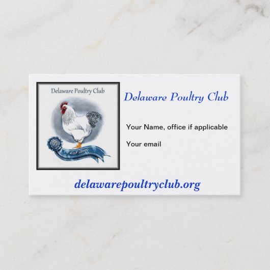 Visitekaartjes van Delaware Poultry Club (Voorkant)