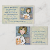 Visitekaartjes van dierenartsen en Ginger Persian  (Voorkant / Achterkant)