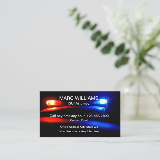 VISITEKAARTJES van DUI Attorney Police Lights (Staand voorkant)