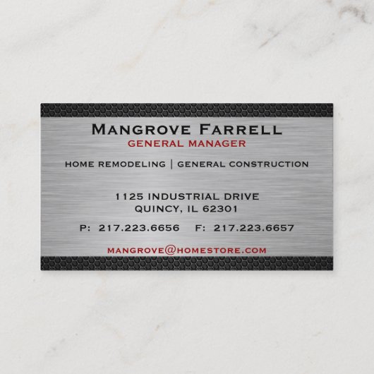 Visitekaartjes van geborsteld metaal en diamantroo (Achterkant)