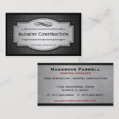 Visitekaartjes van geborsteld metaal en metaalgrat (Voorkant / Achterkant)