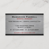 Visitekaartjes van geborsteld metaal en metaalgrat (Achterkant)