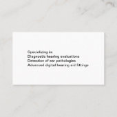 Visitekaartjes van gehooraudioloog (Achterkant)