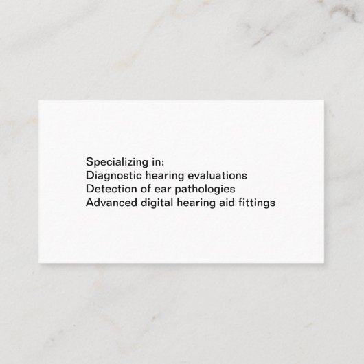 Visitekaartjes van gehooraudioloog (Achterkant)