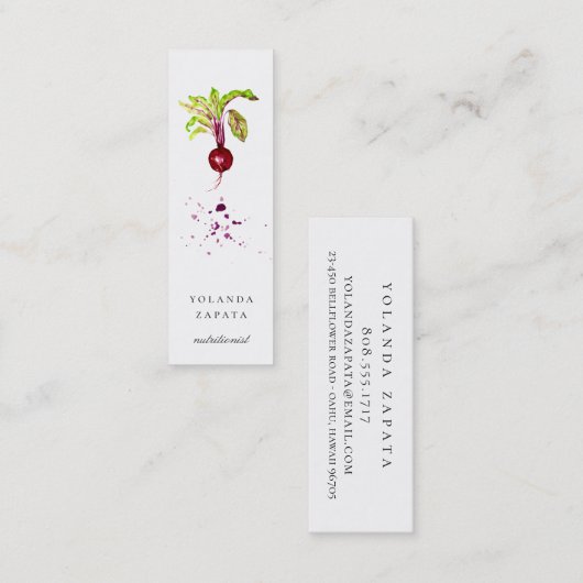 Visitekaartjes van geverfde bietenmini (Voorkant / Achterkant)