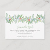 Visitekaartjes van groene bladeren en rode bessen informatiekaartje (Voorkant)