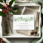 Visitekaartjes van groene bladeren en rode bessen informatiekaartje