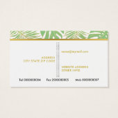 Visitekaartjes van groene en goudtropische bladere (Achterkant)