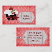 visitekaartjes van heerlijke rode caketjes (Voorkant / Achterkant)