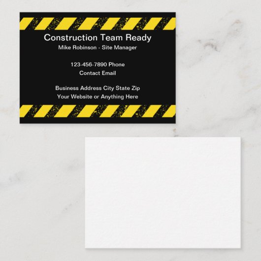 Visitekaartjes van het bouwteam (Voorkant / Achterkant)