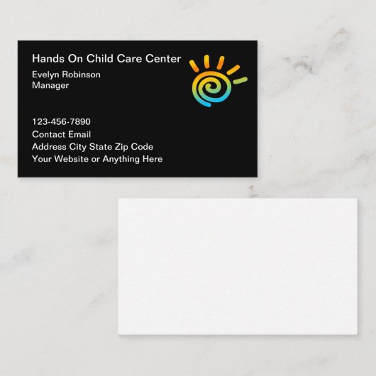 Visitekaartjes van het Family Child Care Center (Voorkant / Achterkant)