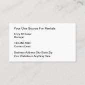 Visitekaartjes van het huurcentrum van Classy Part (Achterkant)