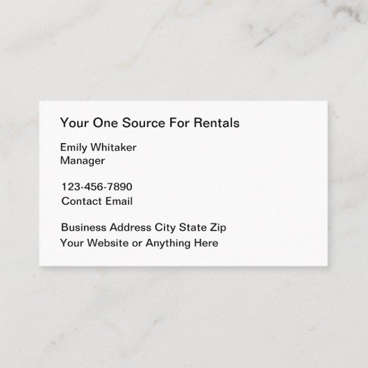 Visitekaartjes van het huurcentrum van Classy Part (Achterkant)